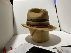 Vintage men's straw Hat Fedora size 6-7/8 Venetian Great Vintage Steven’s - Picture 1 of 4