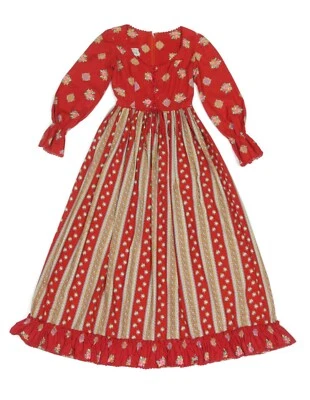 Винтажный 70-х на шнуровке Ren Faire средневековый красный цветочный макси платье Cottagecore XS /433 - Изображение 1 из 4