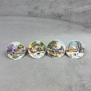 Vintage Staffordshire Fine Bone China Miniature Plates Seasons British Exchange - Picture 1 of 14