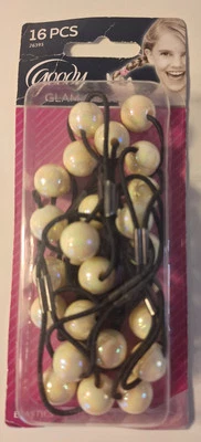 Goody Twin Bead Ponytailers Ponytail Holders Iridescent White Pack of 16 - Image 1 of 4