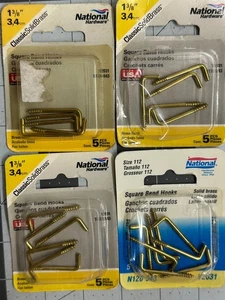Confezione da 4 ganci 5/PZ (20 ganci) ferramenta nazionale N120-532 gancio curva quadrato ottone 1-3/8" - Foto 1 di 6