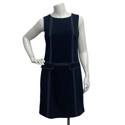 Vestido Tommy Hilfiger $99 Azul Marino Talla 2 Sin Mangas Funda Texturizada Crucero Náutico Foto 1 de 4