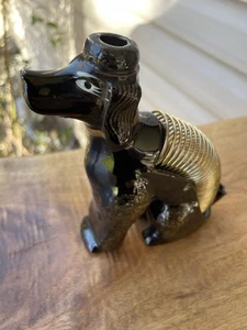 VTG Black ceramic poodle slinky dog Mail Letter Pen Holder 1950s Japan Figurine - Picture 1 of 12