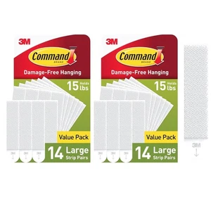 15 lb Large Picture Hanging Strips 28 Pairs (56 Strips) - Picture 1 of 6