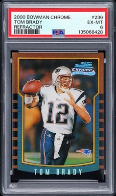 2000 BOWMAN CHROME REFRACTOR #236 TOM BRADY ROOKIE RC PSA 6 - Image 1 of 2