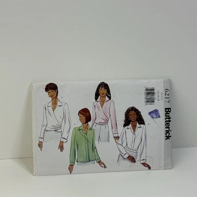 Wrap Blouse Loose Fit Tie Ends Collar Size 14-18 UNCUT Pattern 6217 Vintage - Image 1 of 2