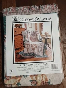 Vintage Goodwin Weavers Triple Woven Afghan Blanket Throw Mother's Heart 48x67" - Picture 1 of 2