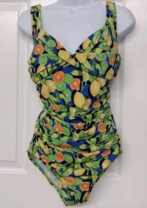 Talbots Zitrusmuster Einteiler Badeanzug Zitronen Limetten Orangen Bunt Gr. 10 - Bild 1 von 5