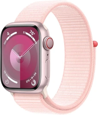 Apple Watch Series 9 (GPS + LTE) 45MM Pink Aluminum Case Light Pink Sport Loop - Image 1 of 3