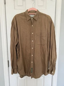 Vintage American Eagle Outfitters Tan Linen Blend Button Down Shirt Medium - Picture 1 of 7