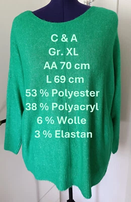 (P81) C & A Kuschel Pullover Gr. XL Grün - Bild 1 von 4