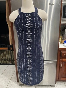 NEW White House Black Market NAVY Blue Sleeveless Studded Maxi DRESS SZ XS - Picture 1 of 6