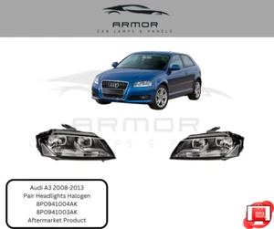 Headlights Audi A3 8P 2008-2012 Halogen Headlamps Pair Drivers & Passenger Side - Picture 1 of 2