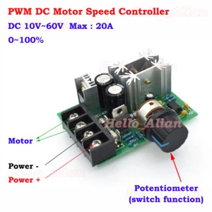 Mini 12V~60V 24V 36V 48V 20A PWM DC Motor Speed Switch Controller Volt Regulator - Picture 1 of 4