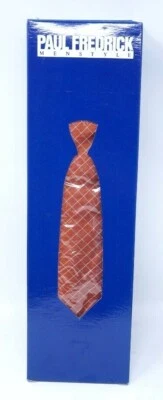 Corbata Paul Fredrick 100 % seda italiana a medida naranja blanca  Foto 1 de 3