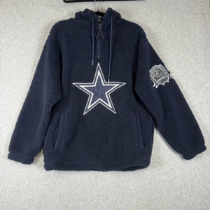 NFL Team Apparel Dallas Cowboys Mens Small Zip Fleece Hooded Jacket Blue NWT - Picture 1 of 8