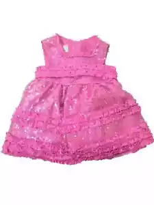 American Princess Infant Girls Sparkly Pink Satin Sequin Party Dress 6 Months - Picture 1 of 1