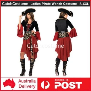 Halloween Ladies Pirate Wench Caribbean Buccaneer Fancy Dress Party Costume - Picture 1 of 7