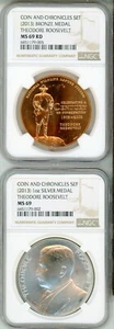 (2013) THEODORE ROOSEVELT - SILVER and BRONZE MEDALS NGC MS69 - CHRONICLES SET - Picture 1 of 11