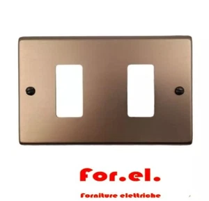 Placca alluminio bronzo 2 posti compatibili Bticino Magic - Foto 1 di 1