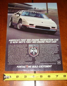 1984 PONTIAC FIERO PACE CAR ORIGINAL AD - Picture 1 of 12