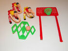 Lot of 3Vintage Basketball Player Cake Topper Figures with net and ball, moving
