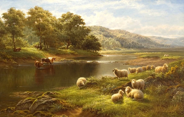 painting Giclee Oil ainting art Classical landscae ainting cow and shee Printed