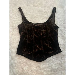 Vintage Cosabella Italy Cami Tank Top Brown Crushed Velvet L - Picture 1 of 7