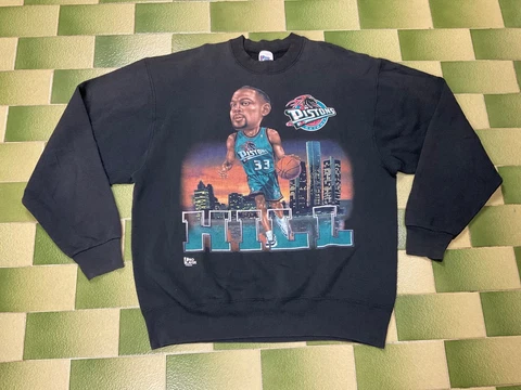 Vintage 90s NBA Detroit Pistons Grant Hill Caricature Sweatshirt Crewneck Sz XL Cover