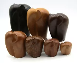 MCM MODERNIST CARVED WOOD ELEPHANTS - SET OF 7 (EACH A DIFFERENT WOOD) - Picture 1 of 7