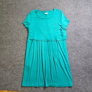 Abito donna J Jill taglia large verde petite elasticizzato manica corta a strati casual - Foto 1 di 10