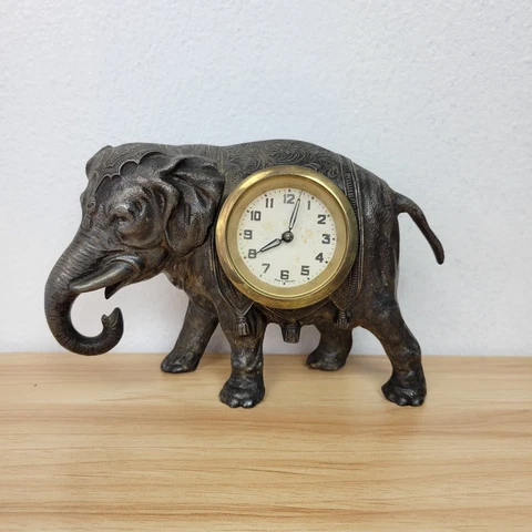 Vintage Cast Iron Indian Elephant Decorative Clock Cover