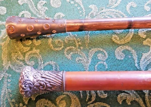2 Antique Umbrellas with Silver Handle - Art Nouveau Style Monogramed - Picture 1 of 7