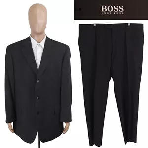 Hugo Boss Scorsese Movie Two Piece Gray Virgin Wool Stripe Suit 48R Pants 42X30 - Picture 1 of 17