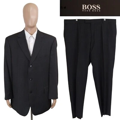 Hugo Boss Scorsese Movie Two Piece Gray Virgin Wool Stripe Suit 48R Pants 42X30 - Image 1 of 4