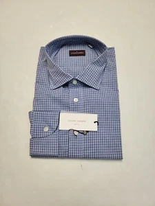 $350 New LUCIANO BARBERA Men's 2XL Blue Mini Check Soft Woven Cotton Shirt XXL - Picture 1 of 7