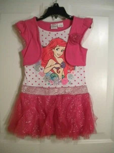 Girls Disney Ariel Pink Tulle Dress - Size 5 - Picture 1 of 2
