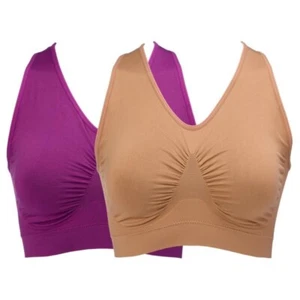 Rhonda Shear 2 Pack Seamless Racerback Ahh Bra Size XL Stretch Sienna Purple - Picture 1 of 6