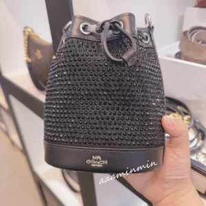 🔥NWT COACH Mini Bucket Bag Crystal Fabric and Smooth Leather cx213 - Picture 1 of 12