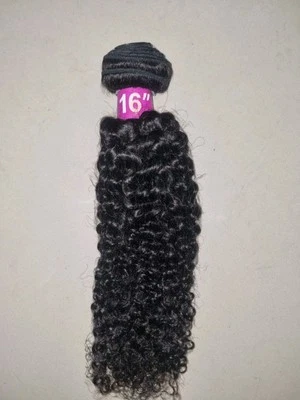12A Brazilian Human Hair 16 inch Kinky Curly Colour 1B 1pcs 65g - Image 1 of 3