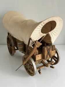 Vintage Wooden Covered Wagon Model Conestoga Cowboy Western Handmade 14” Folkart - Picture 1 of 12