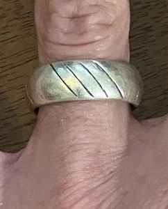 Vintage 925 Sterling Silber Mexiko gestreiftes Band Herren Größe 9 Ring - Bild 1 von 7