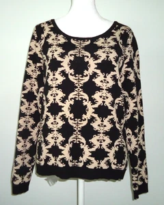 7 TH AVENUE Damen Medium Pullover Metallic Gold Schwarz Langarm Pulli - Bild 1 von 12