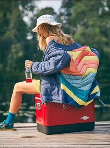Free People Movement Midnight Moon Oversized Quilted Rainbow Bomber Jacket Large - Picture 1 of 12