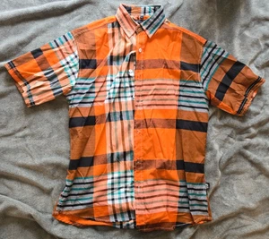 Old Skool - Short Sleeve - Orange - Geometric Pattern - Size L - Button Up - Picture 1 of 4