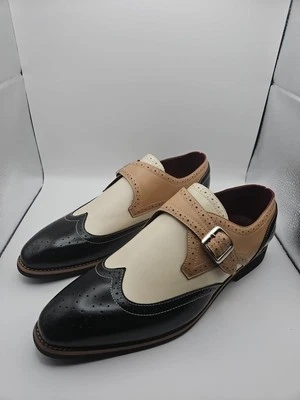 Zapatos de vestir Derby cómodos tallados bloques de colores Oxford con correa de punta de ala para hombre esmoquin Foto 1 de 4