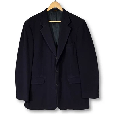 Blazer Brooks Brothers 100 % pelo de camel azul marino de colección años 90 para hombre 44L hecho en EE. UU. Foto 1 de 4