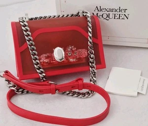 Alexander McQueen £1790 Jewel Knuckle Leather PVC Crossbody Chain - Picture 1 of 11