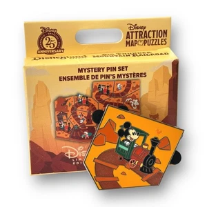 Disneyland 25. Big Thunder Mountain Eisenbahn Karte Puzzle Pin Mickey LE 475 - Bild 1 von 5
