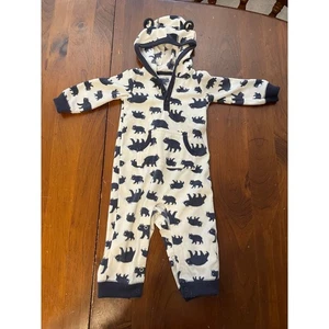 Carters 12 Monate Einteiler Kapuze Fleece Outfit Overall weiß marine Bären  - Bild 1 von 10